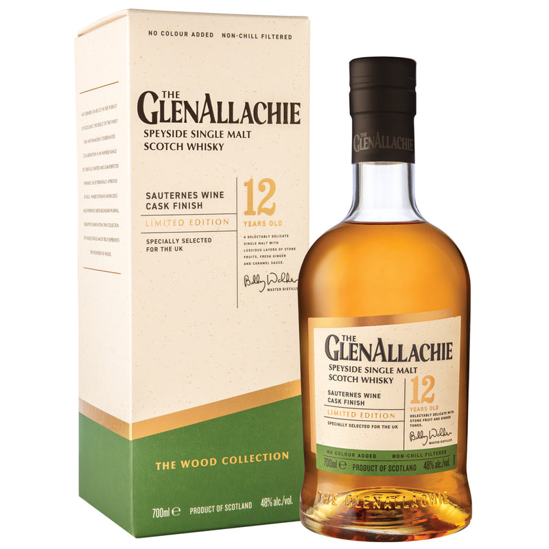 GlenAllachie 12 Year Old Sauternes Cask Finish Speyside Single Malt Scotch Whisky with Box